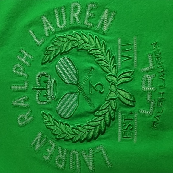 LRL Sport True Green Sequined Logo 100% Cotton Tee Shirt Top Medium - Picture 7 of 8